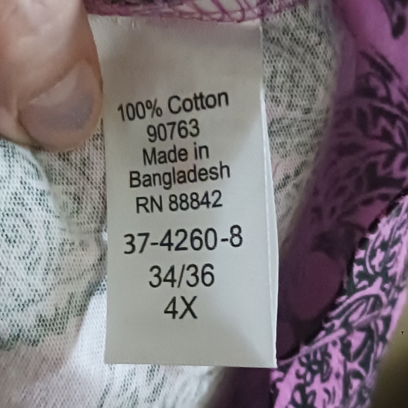 Roaman's Purple and Black Paisley Long Sleeve Top 4x A-4 - Picture 4 of 5